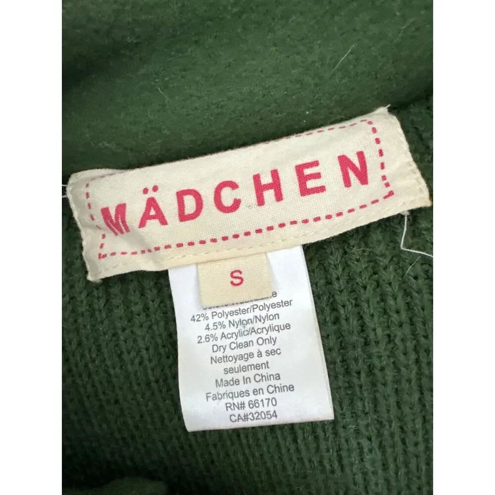 ANTHROPOLOGIE Madchen Fatigue Finery Cape Jacket Size SMALL Wool Blend GREEN - Picture 8 of 9